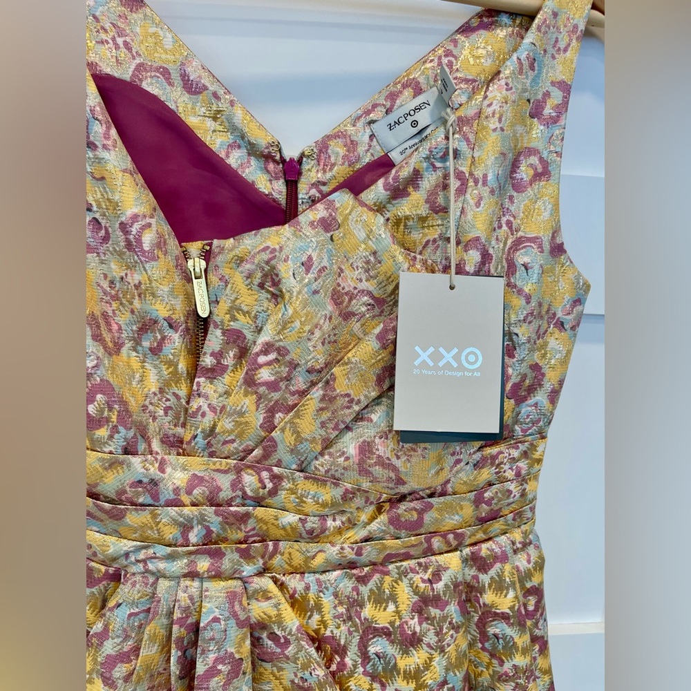 NWT! Zac Posen gold brocade dress with bow 4 - Picture 7 of 11